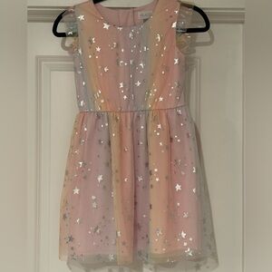 Girls Rainbow Ombre Foil Dress - Multi